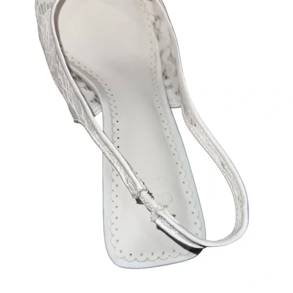 ASOS DESIGN Sunrise Bow Slingback Mid Heel Shoes – Size 11 Ivory Lace - Picture 13 of 16